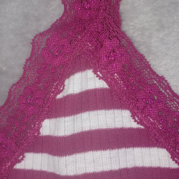 Vintage Y2K Rue21 Lace Trim Tank Top Lot Women XL Black Pink Ribbed Elena Bella - Picture 7 of 14